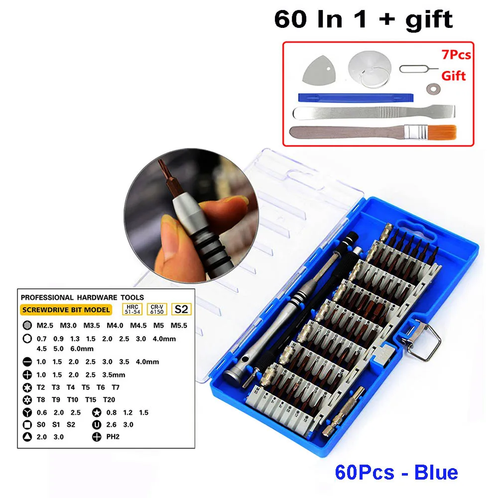 60 шт. взаимозаменяемая отвертка набор Магнитный Точная отвертка инструменты с коробкой для iPhone все телефон ноутбук Игровые приставки