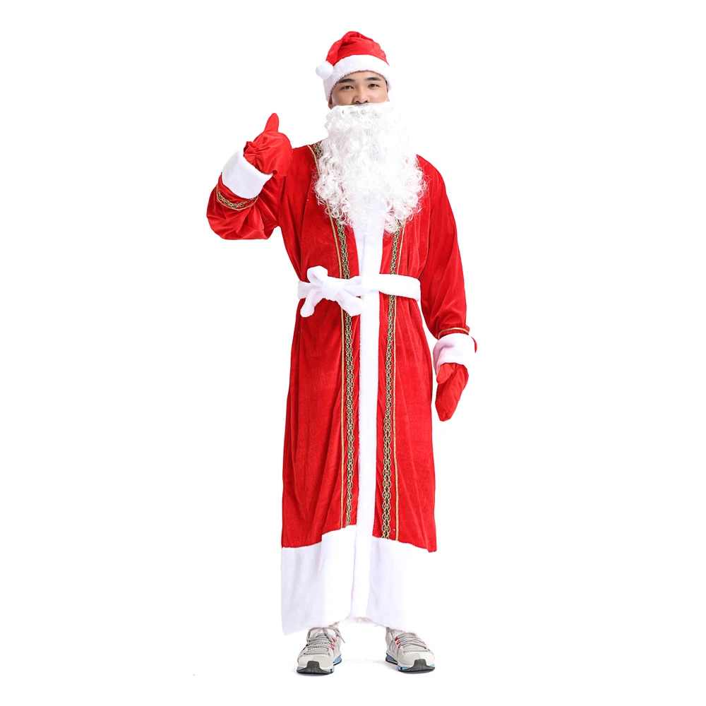 Стиль, Рождественский костюм, высокое качество, Санта-Клаус, для взрослых мужчин, бархатный, для выступлений, нарядный Рождественский костюм, для мужчин, косплей, костюм