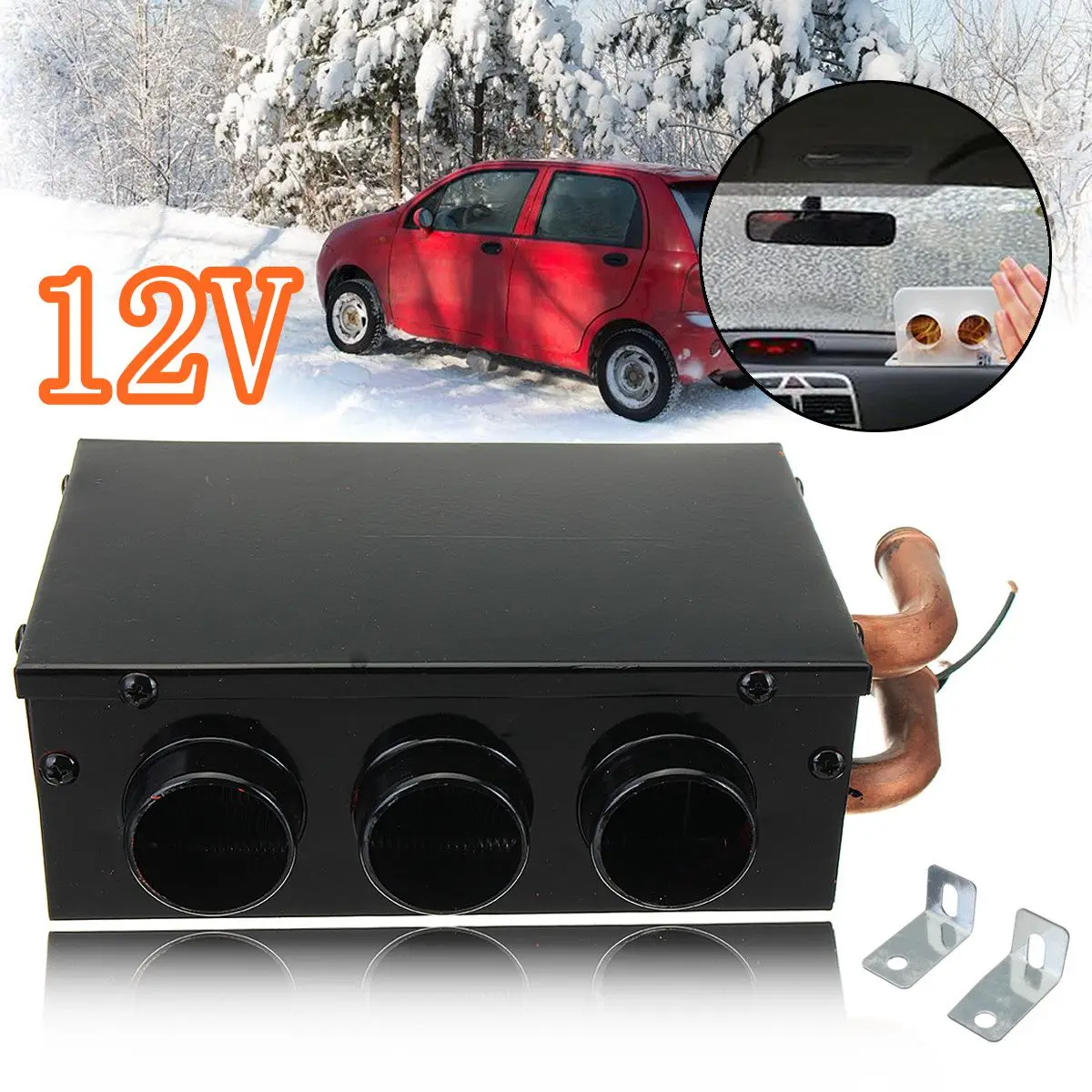 Car Heating 12V 600W 3 Holes Heater Portable Automatic Warmer Low Noise Vehicle Window Glass Defroster Demister