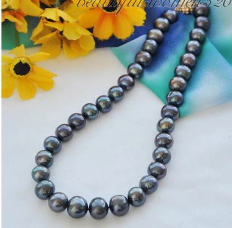 

~~ BJC 000148 black round Freshwater cultured pearl necklace Discount AAA