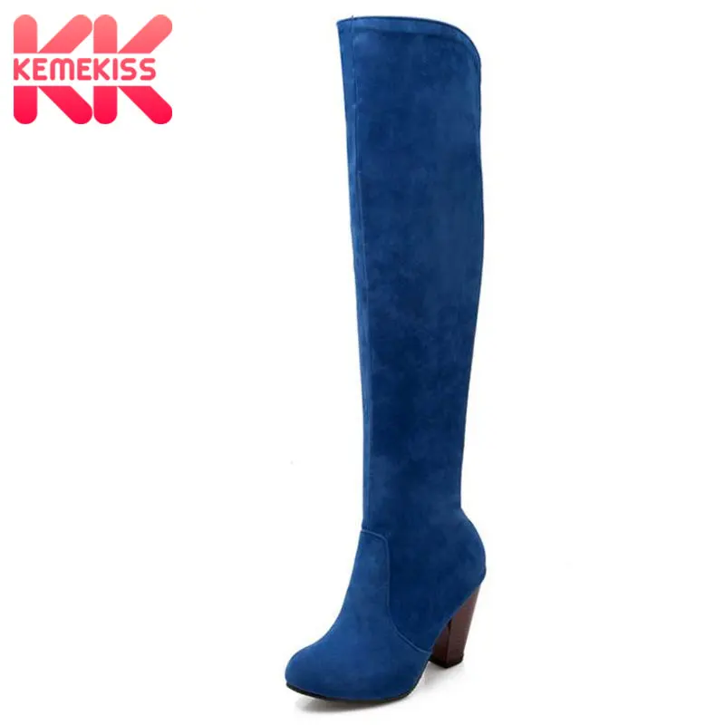 

KemeKiss women high heel over knee boots lady botas equestrian militares snow boot warm winter footwear shoes size 32-43