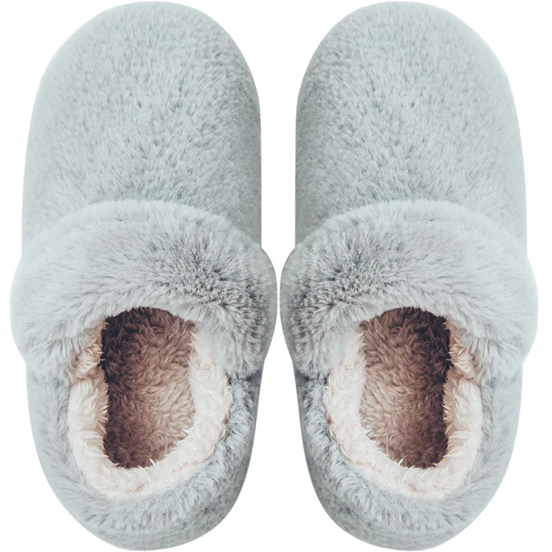 

Winter Fur Slippers 2018 Home Plush Warm Shoes Men Comfotable Solid Couple Slippers EVA Anti-slip Indoor Shoes Male Unisex