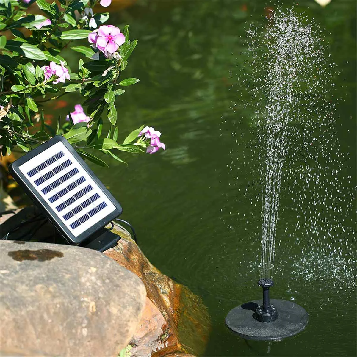 

7V 180L/H Solar Powered Fountain Pump Birdbath Solar Panel Water Pump Outdoor Garden Yard Night Pond Pool Decoration 1.5W