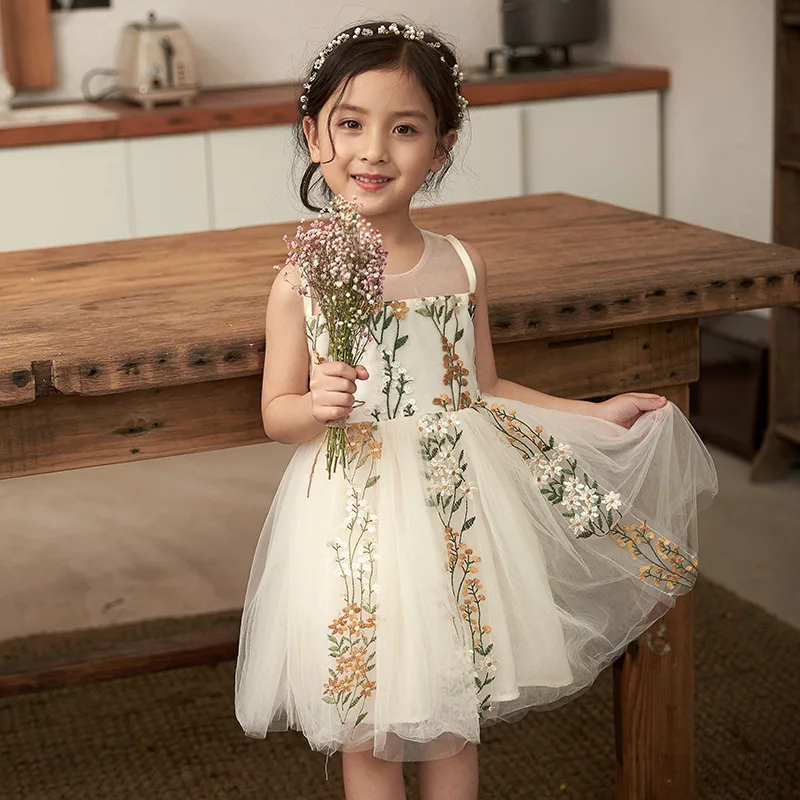 

2018 New Summer Girl's Lace Dress High Quality Brand Baby Girls Dress Children Embroidery Dress Kids Very Beautiful Dress, #9004