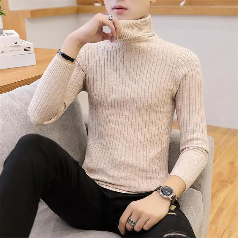 Winter Cashmere Thick Warm Sweater Men Turtleneck Brand Men's Sweater Slim Fit Pullover Men Knitwear Male Double Collar Sweaters - Цвет: 102 mi se