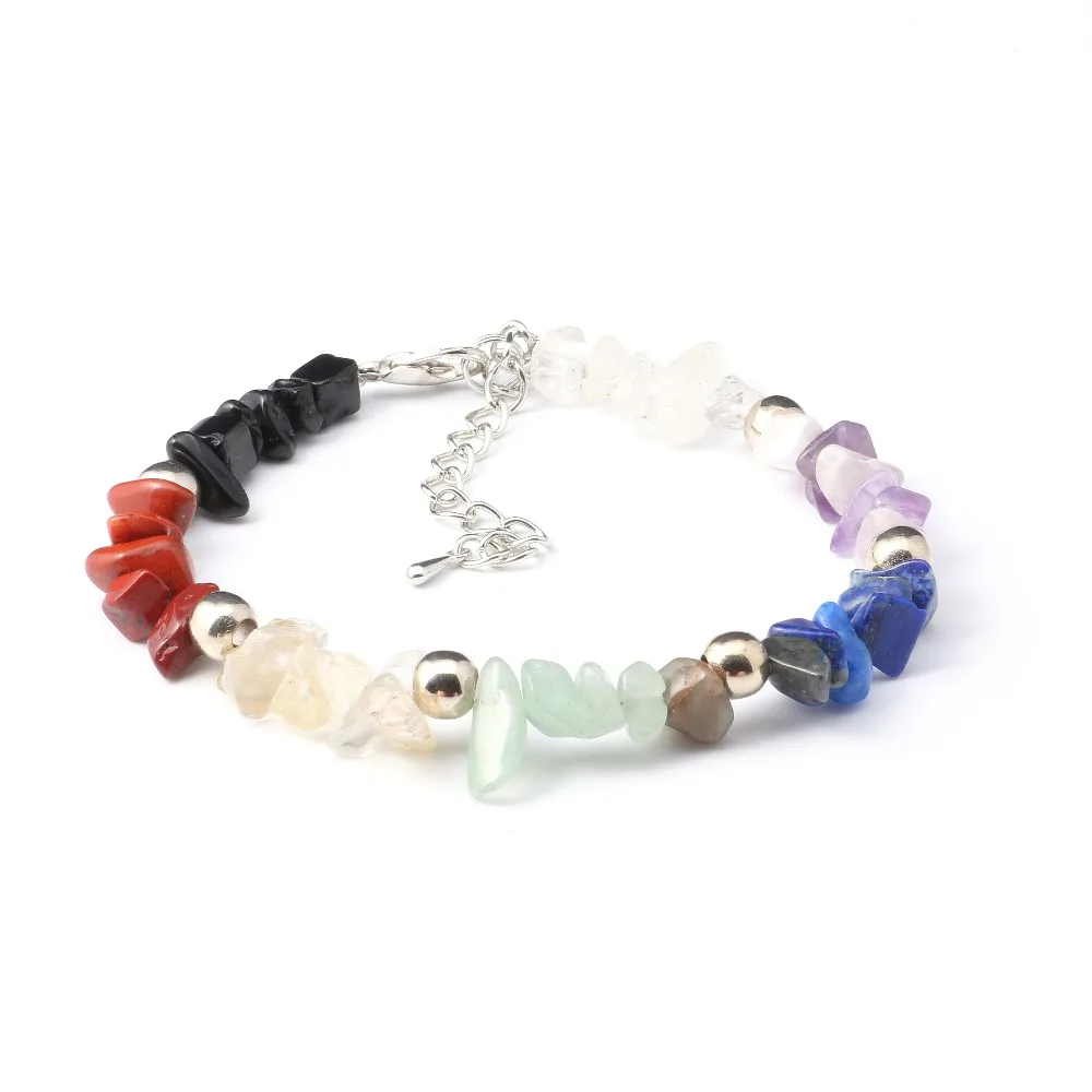 

Natural Gems Stone Wristband Bracelets Colorful Rose Quartze AmethystGems Stone Wristband Bracelets Women's Gravel Bracelets