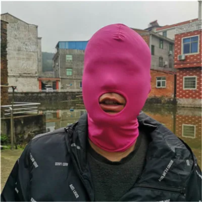 Pink 1 Новинка, Полнолицевая маска, 3 отверстия, Балаклава, вязаная шапка зима, стрейч, Снежная маска, шапочка, шапка, новинка, Черные Теплые маски для лица - Цвет: Pink 1