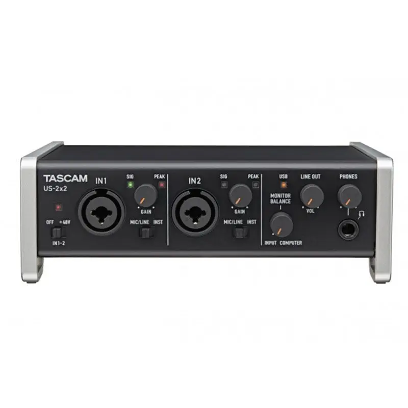 Tascam US 2x2 USB аудио интерфейс профессиональная Запись Звуковая карта с микрофоном amp