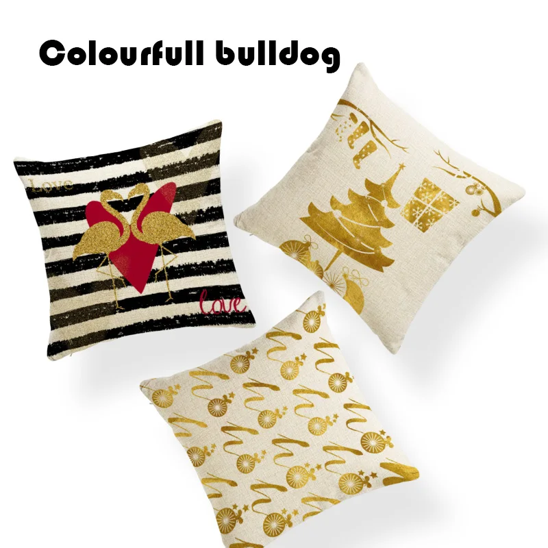 

Creative Christmas Metallic Gold Deer Flamingo Pillow Case Cushion Cover Camping 18 Linen Home Decor Balls Sofa Sunset Almofada