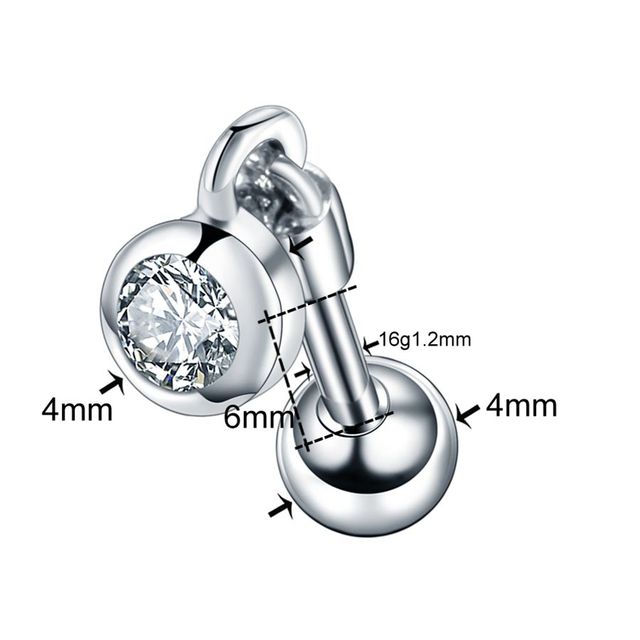 Steel Crystal Flower Ear Cartilage Helix Orelha Ear Stud Tragus Barbell Piercing Labret Lip Rings Sexy Charming Jewelry 16G