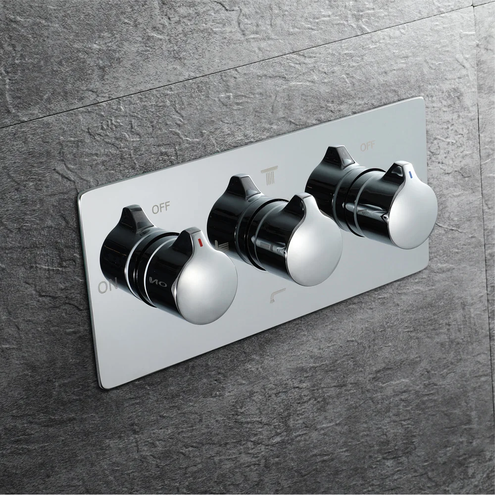 Wall Mounted Shower Mixer Valves Brass 4 Functions Chrome Bathroom Shower Faucet Accessories 3 Handles Shower Faucets Black