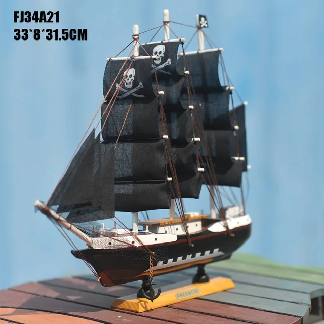 wooden model pirate ship boat sailing vessel 13 assembled on stand