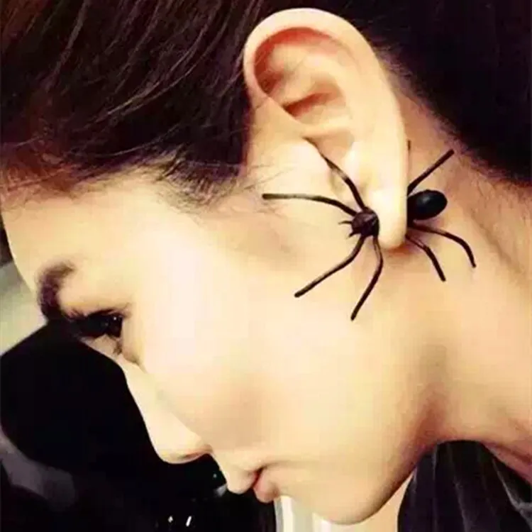 1PC 3d Creep Black Spider Earrings Earrings Hot Unique Punk Earrings For Women Wholesale Fashion Jewelry Womens Accessories