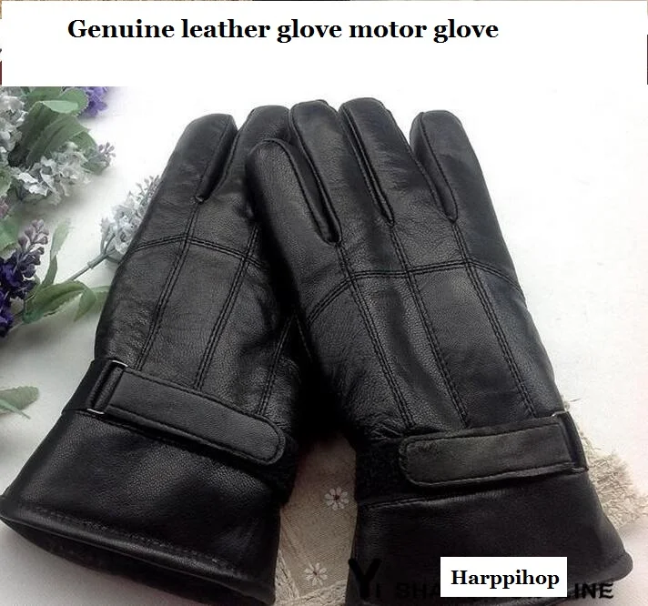 

Genuine Leather Gloves Male Winter Double Faced motor Sheepskin Gloves Thickening Windproof Waterproof Gloves Fur Gloves For Men