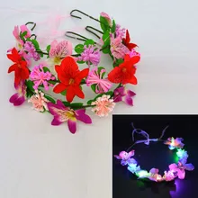 1 pcs Flashing LED Flower Headbands Light Up Party Rave Wear Floral Hair Garland Wreath Wedding Flower Girl 1 pcs Flashing LED Flower Headbands Light Up Party Rave Wear Floral Hair Garland Wreath Wedding Flower Girl