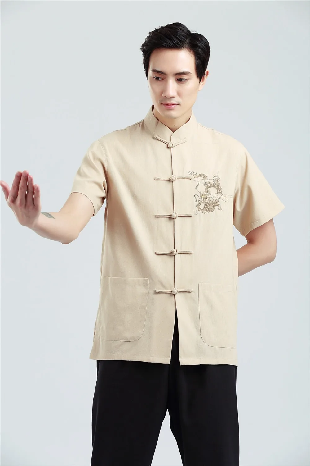 Shanghai Story haut traditionnel chinois pour hommes, chemise brodée de dragon, costume tang