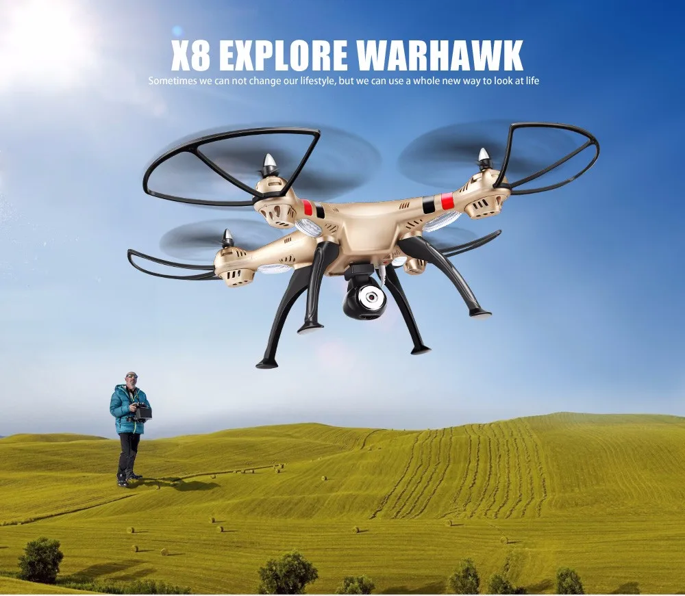 Syma X8HC беспилотных летательных аппаратов(X8C апгрейд) с 2MP HD Камера 2,4G 4CH 6-осевой RC вертолет фиксированная высокого Quadcopter RTF Квадрокоптер