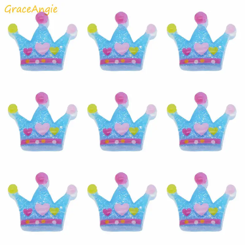 

GraceAngie 6pcs Children Mini Crown Resin Charms Royal Princess Crown Flatback Cabochon Crafts DIY Hair Accessory Findings