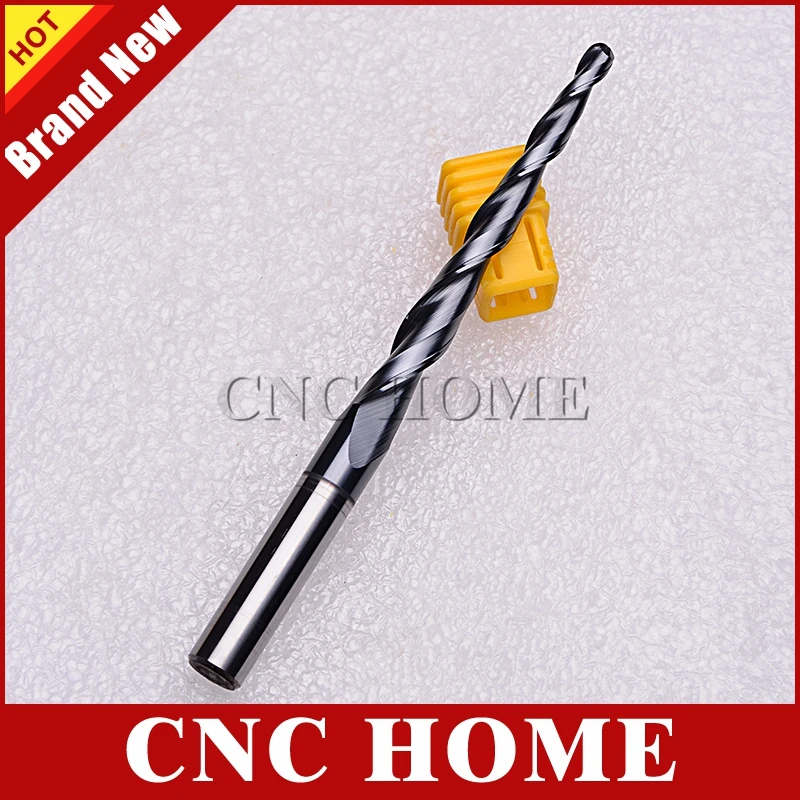2x R1.5*60C*8D*100L 2 Flute 8MM Shank Carbide Tapered Ball Nose End Mill CNC Bit