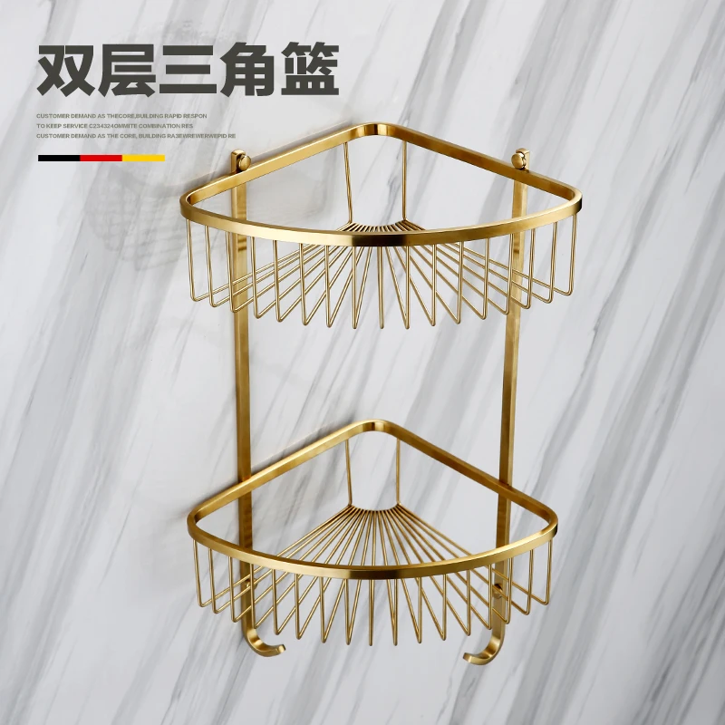 Bathrom душевая полка настенный Золотой набор для ванной комнаты угловая полка органайзер 304 Нержавеющая сталь Матовый - Цвет: corner shelves