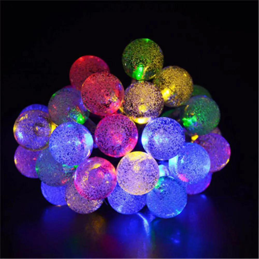 5M 20 LED Solar Lamps Crystal Ball luz Waterproof Colorful Warm White fairy light Garden Decoration Outdoor Solar Led