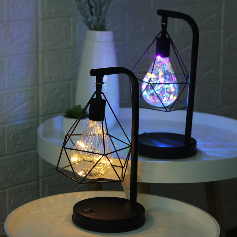 Американская креативная Ретро медная прикроватная настольная лампа из кованого железа форма украшение лампа