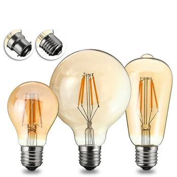 

Vintage Edison LED Lamp Bulb E27 B22 Filament Retro LED Light Bulb 220V-240V 4W G95 ST58 A60 Globe Cage Pendant LED Lamp 400LM