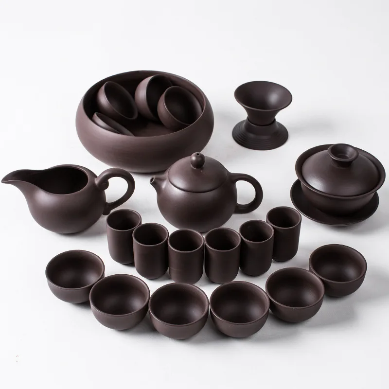 

2018 Yixing high-end Zisha tea sets raw ore purple mud handmade teapot tea cup set special
