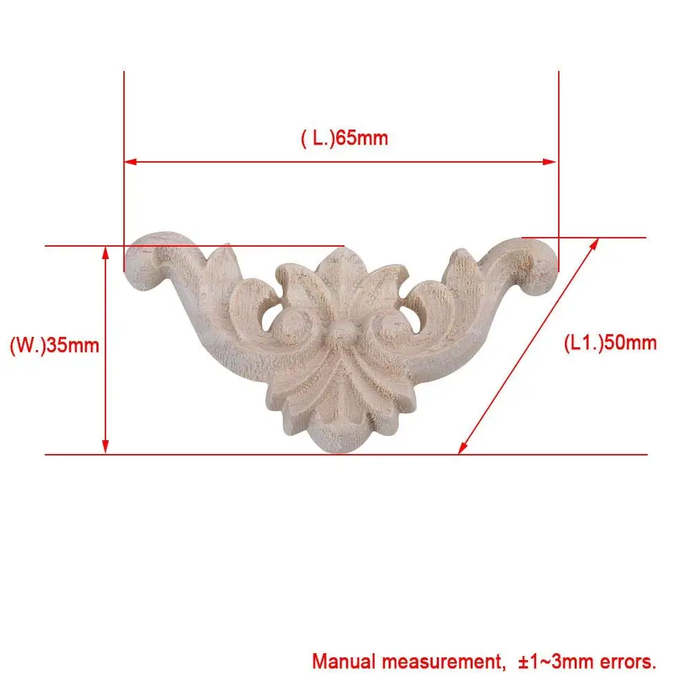 20 шт. 50x50 мм Деревянные Резные длинные Onlay аппликация Неокрашенная рама, дверь Настенный декор для шкаф, домашняя мебель