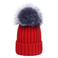 Зимние толстые хлопковые повседневные лыжные вязаные шапочки Skullies шапки для женщин и мужчин с серебряным лисьим мехом помпон вязаная шапка Bone Gorros