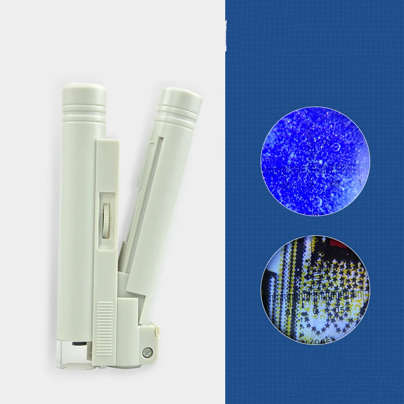 

100X Portable Handheld Multifunction Zoom Lens With LED Lighted Pockets Jewelry Gem Microscope Magnifier Loupe with Scale