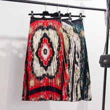 Новинка, весна-лето, модная плиссированная Женская длинная юбка с геометрическим узором, вечерние, для отдыха, уличный стиль