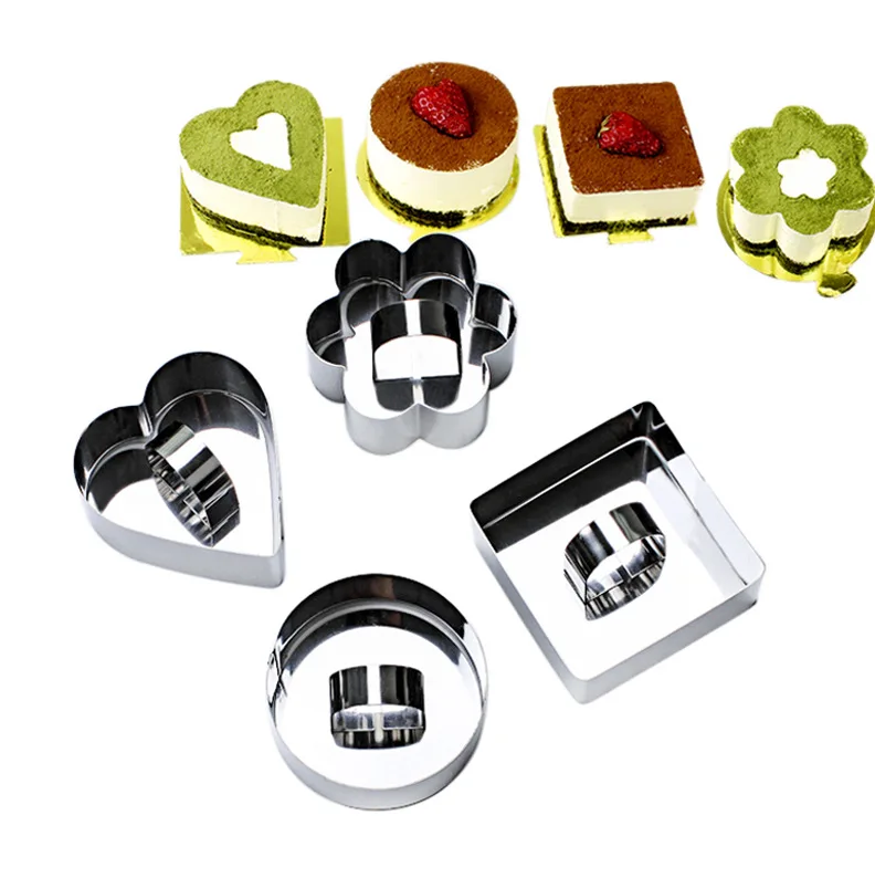 

FRM 4 types of stainless steel mini mousse cake cake tools cheese cake mold biscuit cutting mold square heart-shaped baking tool