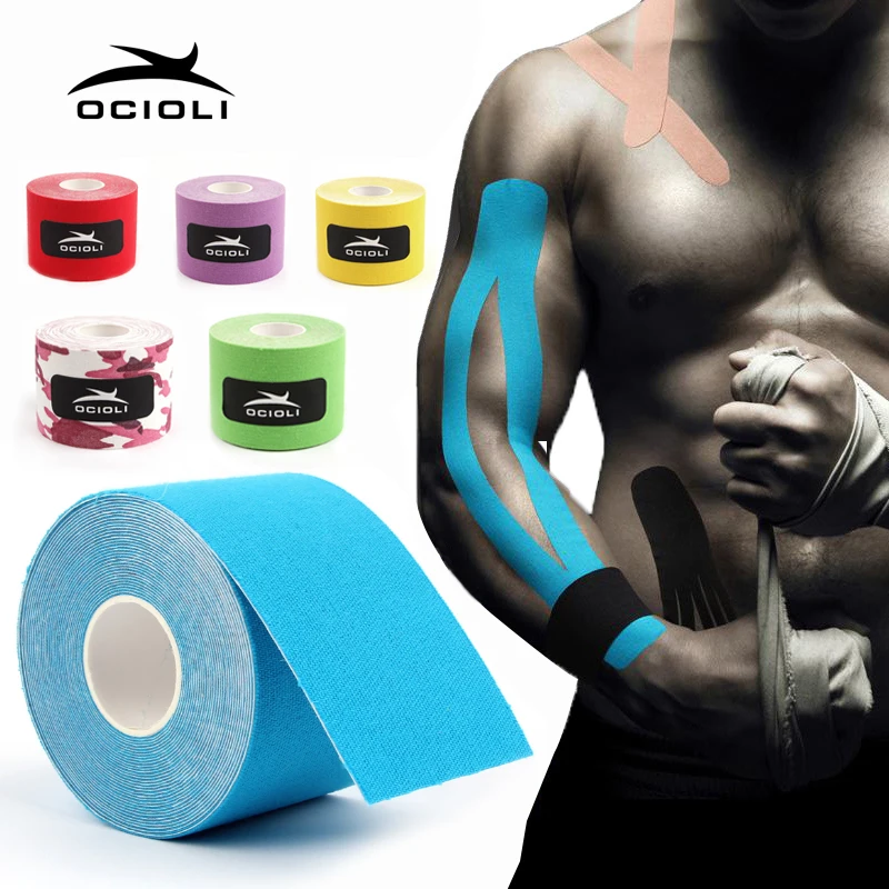 

Kneepad fitness Elastic Kinesiology Tape 5m X 5cm Sports Roll Physio Muscle Strain Injury Support Sport Tape kinesio tape