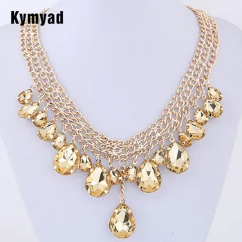 

Kymyad Gold Color Choker Necklace Women Water Drop Necklaces & Pendants Collier Femme Maxi Statement Necklaces Vintage Colar