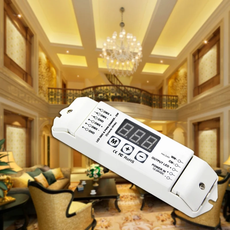Bc-832 Pwm Dmx512 светодиодный декодер 2 канала Dmx светодиодный контроллер Dc12V-24V постоянное напряжение для Ww/Cw Светодиодный светильник лента