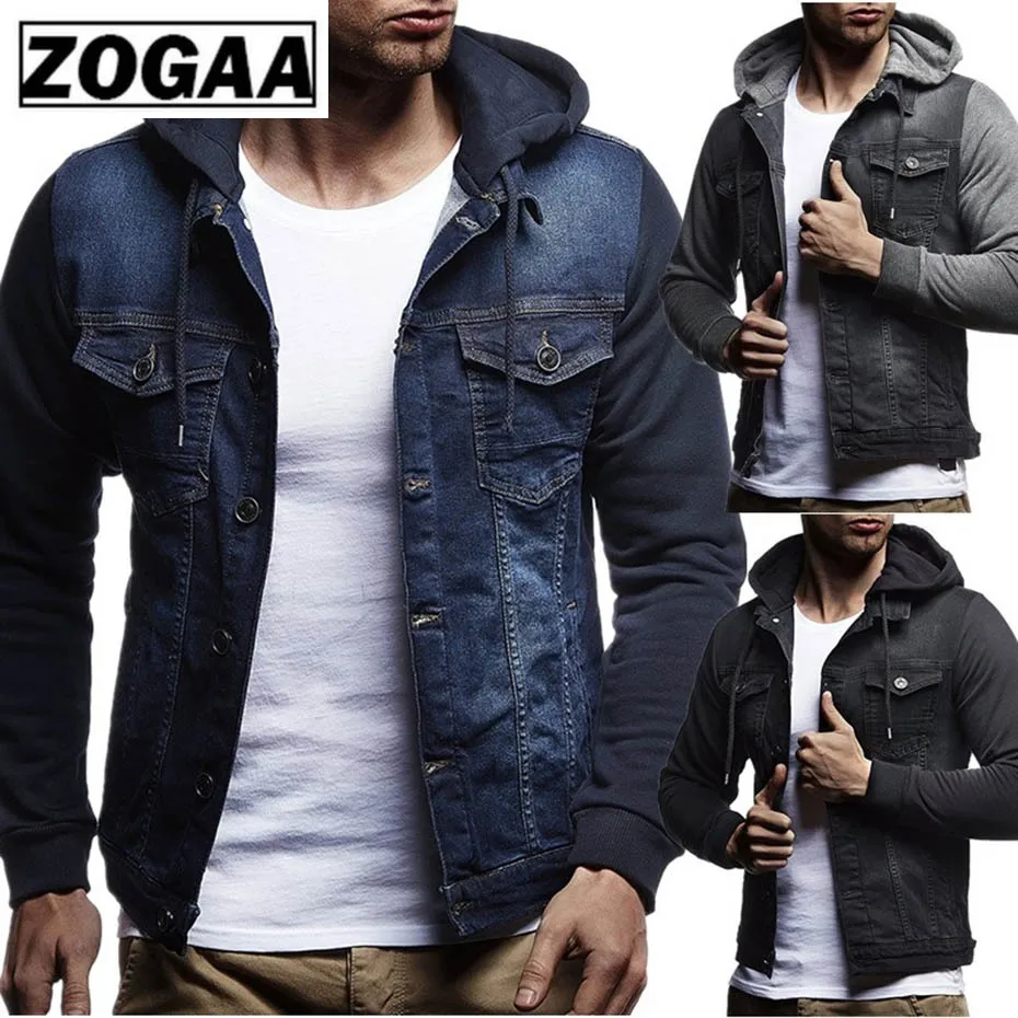 Zogaa Мужская Новая мода Мужская ковбойская куртка хлопок Slim Fit однобортный с капюшоном куртки и пальто плюс размер мужская одежда