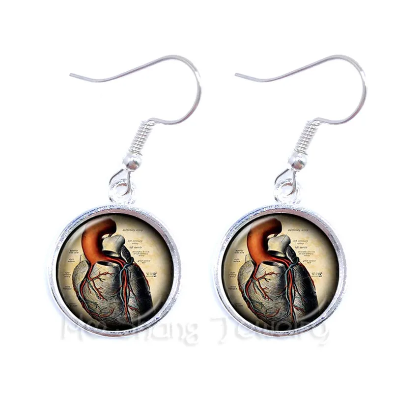 

Steam Punk Earrings for Human Anatomical Organs Glass Drop Science Medicine Punk Ear Nails Earrings 12mm Glass Dome Human Eye Je