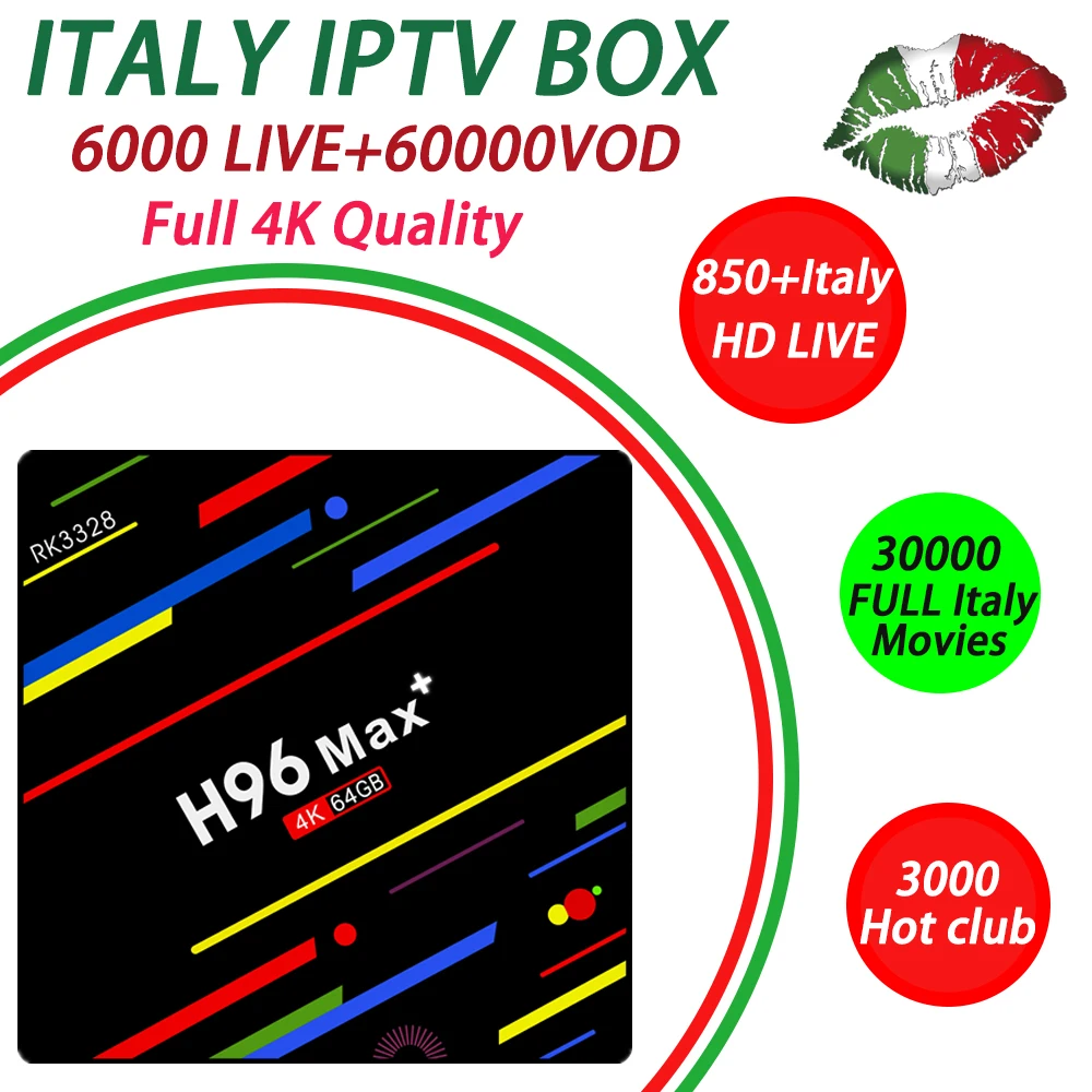 

H96 MAX+64G ROM android 8.1 tv box italy iptv subscription 6000 live Germany Poland Sweden Portugal Adult paytv iptv tv box free