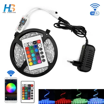 

5M 2835 5050 RGB WIFI LED Strip light Waterproof RGB 10M led ribbon tape Remote WIFI Wireless Controller 12V power adapter IP20