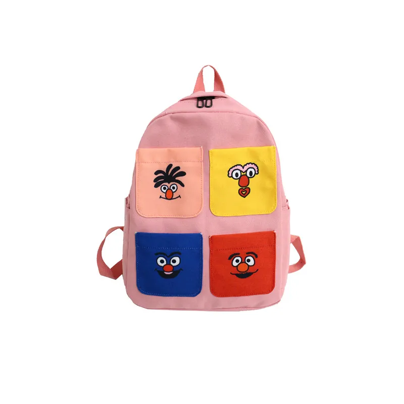 Menghuo, женские рюкзаки с мультяшным принтом, высококачественный холщовый рюкзак для девочек, школьная сумка для подростков, Женская дорожная сумка, Mochila - Цвет: Pink
