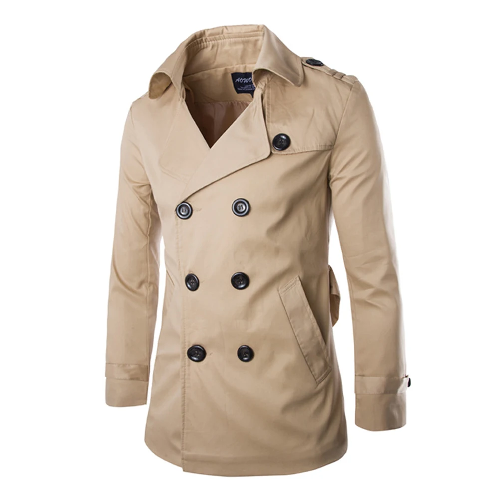 Мужской Длинный плащ, высокое качество, британский тонкий двубортный Европейский Тренч, s куртка, мужское зимнее ветрозащитное пальто - Цвет: Хаки