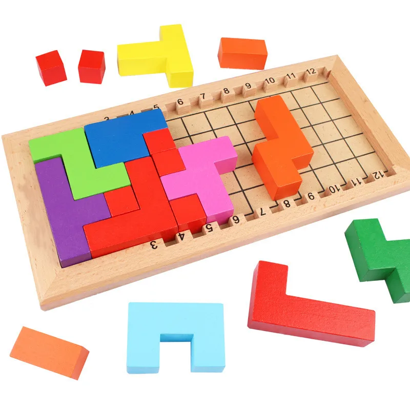 

Katamino Wooden Board Montessori Sensory Toys for Kids Sensorial Interactive Puzzle Game Material Touch Memory Learning Blocks