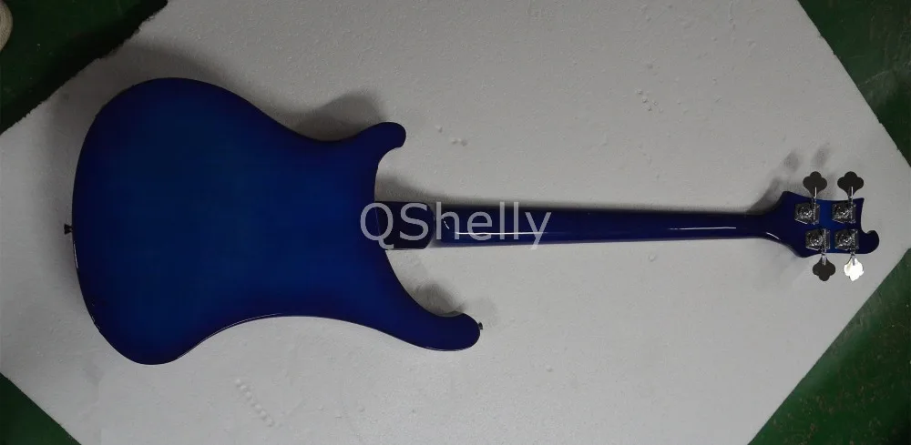 Высокое качество QShelly custom standard blue 4003 RK 4 струны треугольная инкрустация Рик электрическая бас гитара музыкальный инструмент магазин