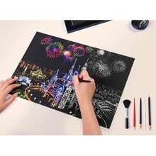 DIY wall Decorative Paintings Colorful City Nightscapes World Scenery Scratches Scraping Paintings Creative Birthday Gifts