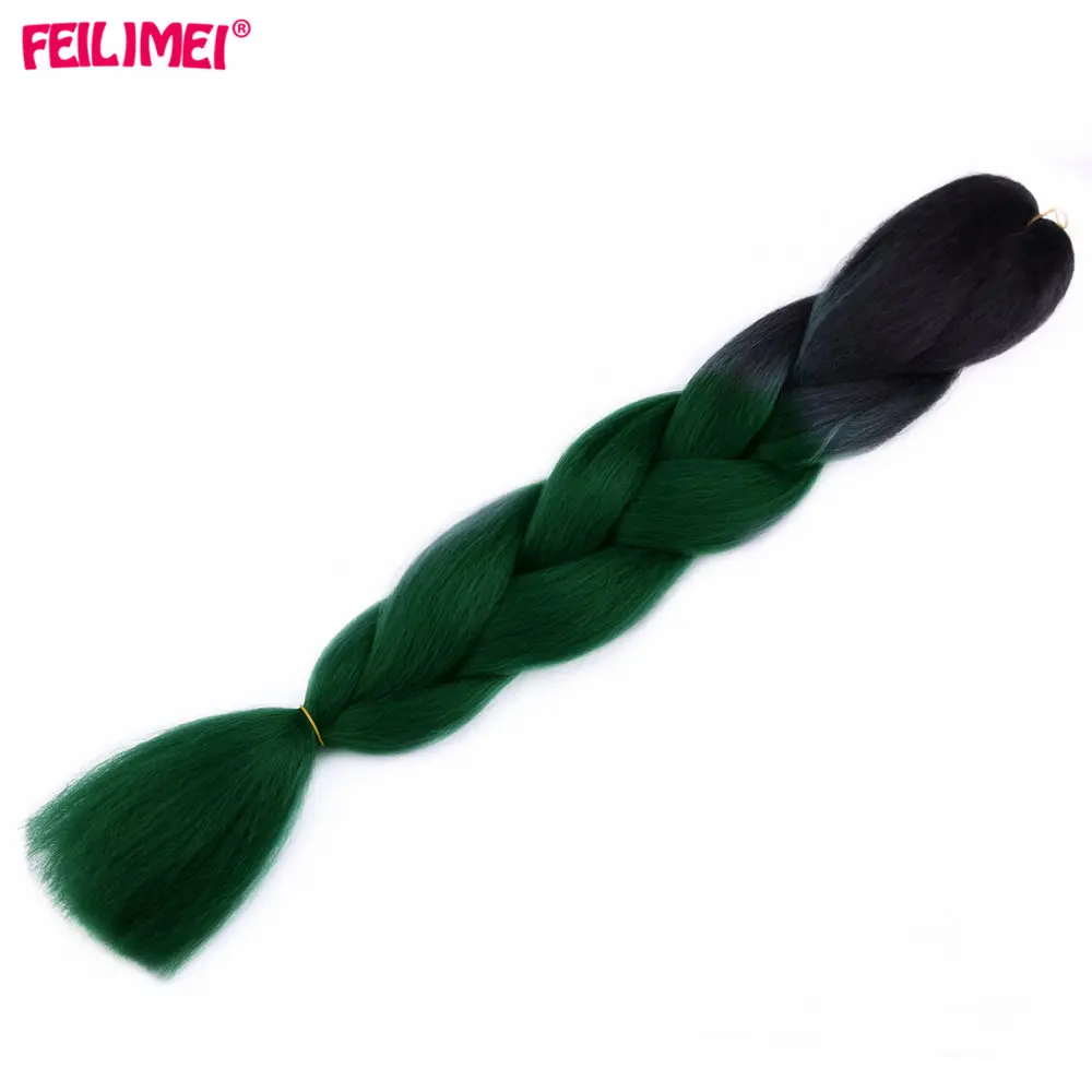 Feilimei три/два тона синтетические Омбре Джамбо плетение волос для наращивания 2"(60 см) 100 г/шт. термостойкие цветные крючком косы - Цвет: #1