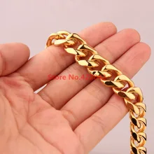 Hotsale 7-40″ Charming Gift Fashion 12mm Stainless Steel Gold color Curb Cuban Chain Necklace Bracelet Highly Quality Jewelry