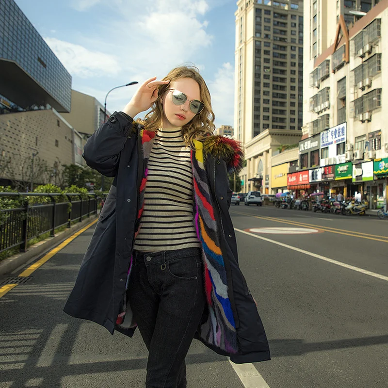 Veste Outwear Parkas Grand Fourrure D'hiver Femmes Manteau Collier Raton Hn254 De Lâche Nouveau 2018 Noir Vert Laveur À Capuchon Armée Vêtements Femme YvTqp5zwz