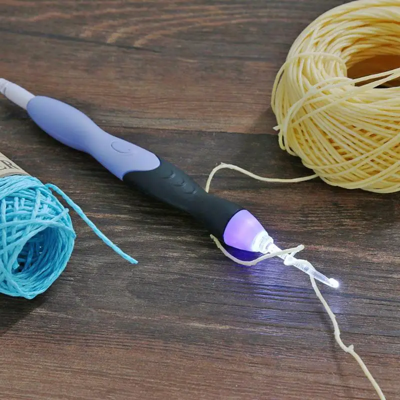 9 в 1 USB светильник, крючки для вязания крючком, светильник, спицы для вязания, светодиодный набор инструментов для шитья, инструменты для плетения, сменный крючок