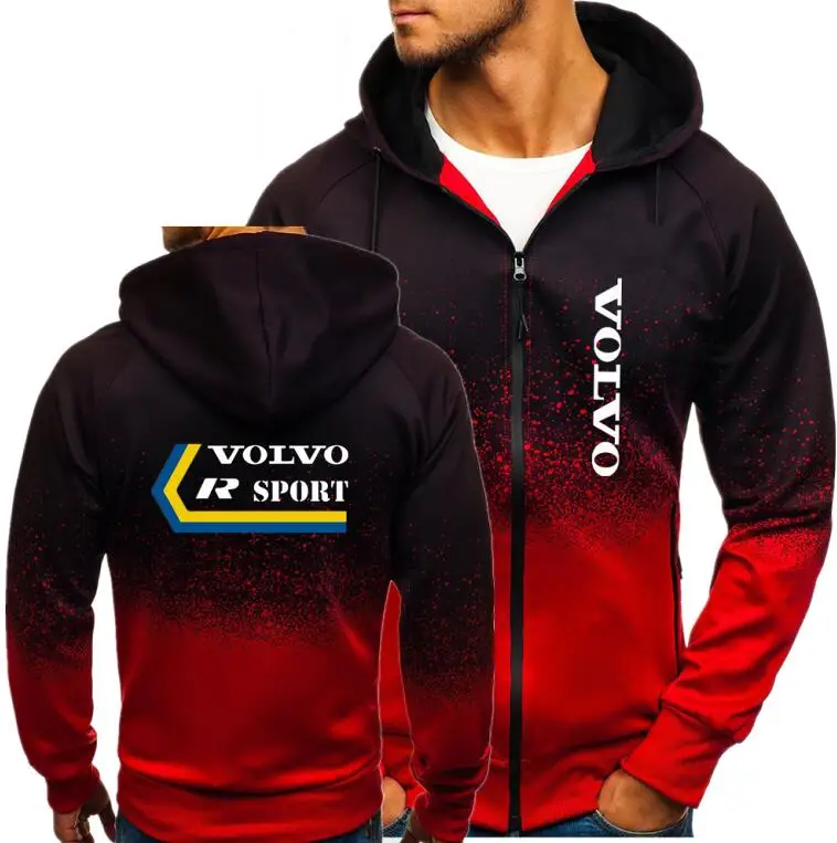 

Spring Mens volvo r sport Print Hoodies Jacket Men Autumn Winter Thick Warm Fleece Zipper Coat for Male SportWear Tracksuit